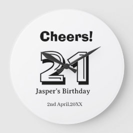 Cheers 21 birthday bold letter name boy man gifts  ラージ壁時計