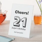 Cheers 21 birthday bold letter name boy man gifts  台座サイン (インサイチュ)