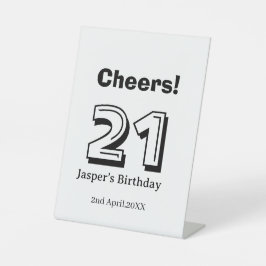 Cheers 21 birthday bold letter name boy man gifts  台座サイン