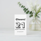 Cheers 21 birthday bold letter name boy man gifts  名刺 (スタンド正面)