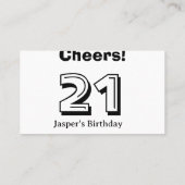 Cheers 21 birthday bold letter name boy man gifts  名刺 (裏面)