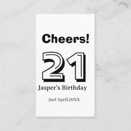 Cheers 21 birthday bold letter name boy man gifts  名刺