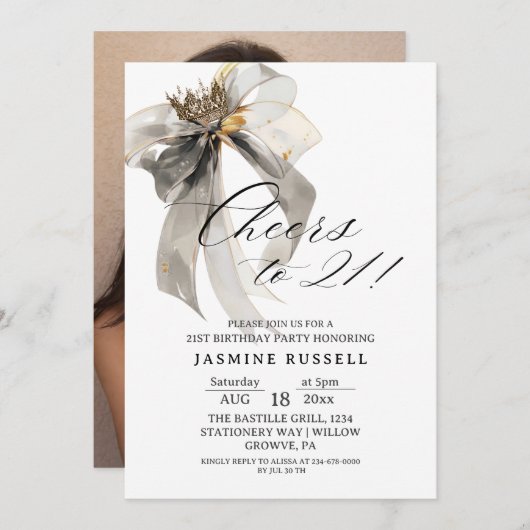 Cheers 21st Birthday Photo Invitation 招待状 (正面/裏面)