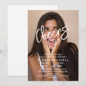 Cheers 21st Modern Photo Birthday For Her 招待状 (正面/裏面)