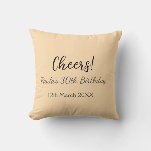 Cheers 30th birthday add name date simple minimal  クッション (正面)