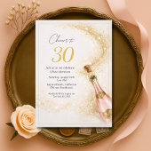 Cheers 30th Birthday Pink Gold Champagne 招待状