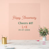 Cheers 40 happy anniversary orange green name date アクリルサイン (ウェディング)