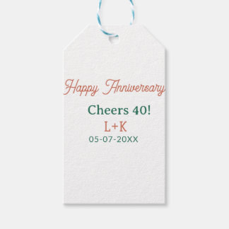 Cheers 40 happy anniversary orange green name date ギフトタグ