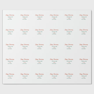 Cheers 40 happy anniversary orange green name date ラッピングペーパー