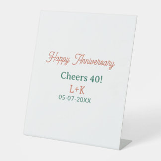 Cheers 40 happy anniversary orange green name date 台座サイン