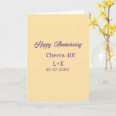 Cheers 40 happy anniversary purple orange pastel n カード (黄色い花)