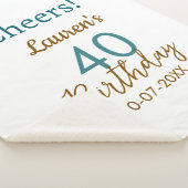 Cheers 40th birthday name date brown turquoise sim シェルパブランケット (3/4)