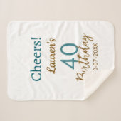 Cheers 40th birthday name date brown turquoise sim シェルパブランケット (正面(横))