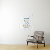 Cheers 40th birthday name date brown turquoise sim タペストリー (インサイチュ)