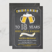 Cheers and Beers 18th Birthday Invitation Card 招待状 (正面/裏面)