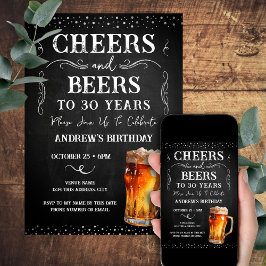 Cheers and Beers 30歳の誕生日チョークボード 招待状