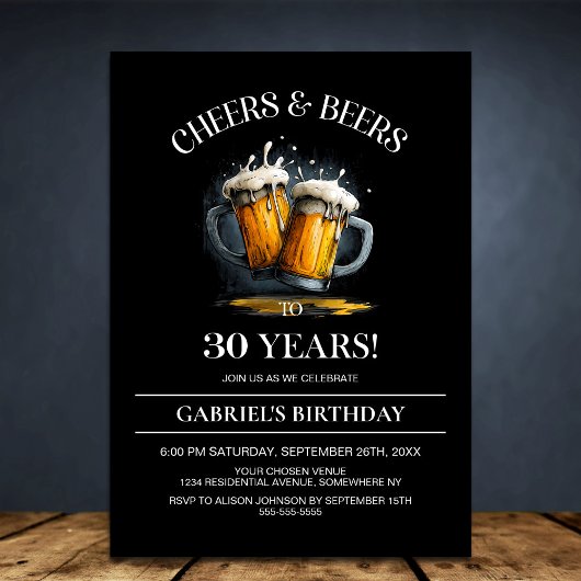 Cheers and Beers 30歳の誕生日パーティー 招待状