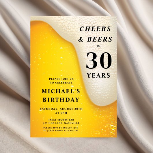 Cheers And Beers 30th Birthday 招待状