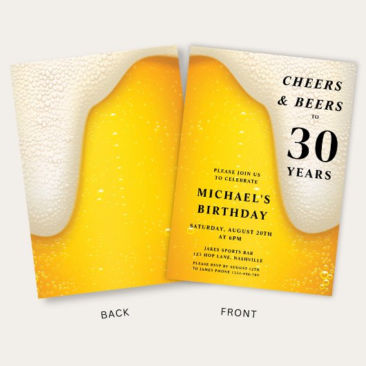 Cheers And Beers 30th Birthday 招待状