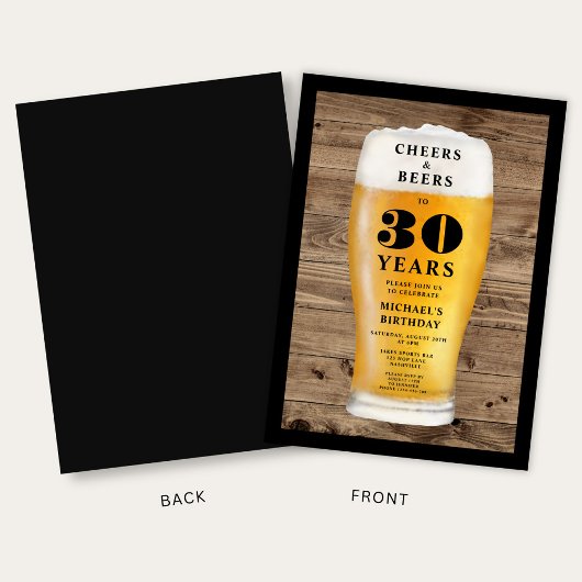 Cheers And Beers 30th Birthday 招待状