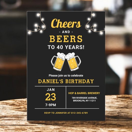 Cheers And Beers 40歳の誕生日パーティー 招待状