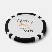 Cheers and Beers 40th Birthday Minimal ポーカーチップ (シングル)