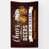 Cheers and Beers 40th Birthday Rustic 横断幕 (縦)