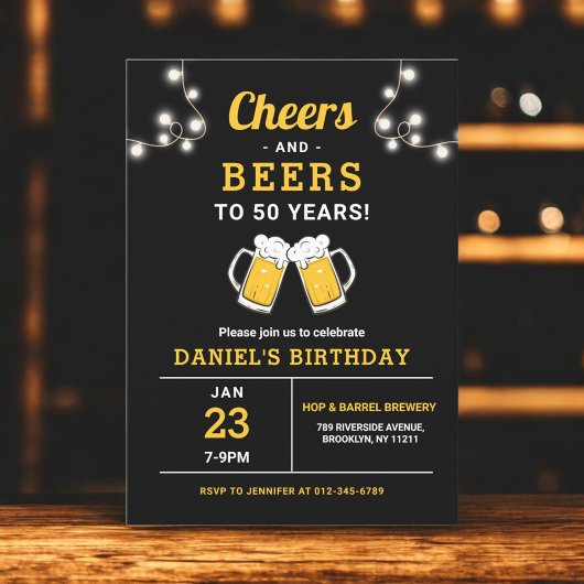 Cheers And Beers 50歳の誕生日パーティー 招待状