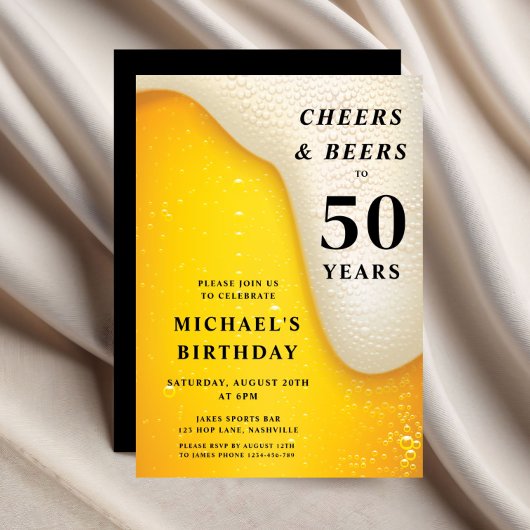 Cheers And Beers 50歳の誕生日 招待状