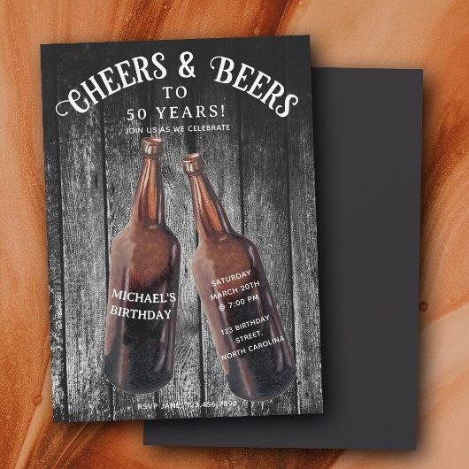 Cheers and Beers 50th Beer Birthday Party 招待状