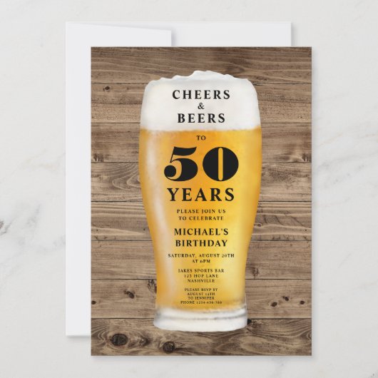 Cheers And Beers 50th Birthday 招待状 (正面)