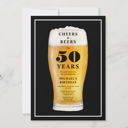 Cheers And Beers 50th Birthday 招待状 (正面)