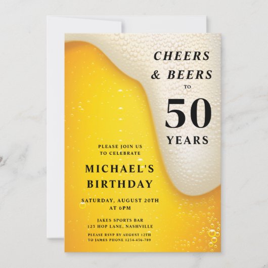 Cheers And Beers 50th Birthday 招待状 (正面)