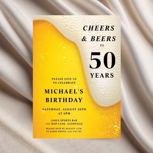 Cheers And Beers 50th Birthday 招待状