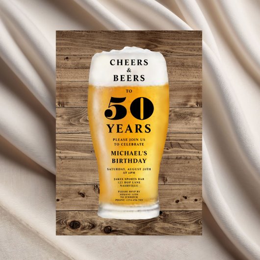 Cheers And Beers 50th Birthday 招待状