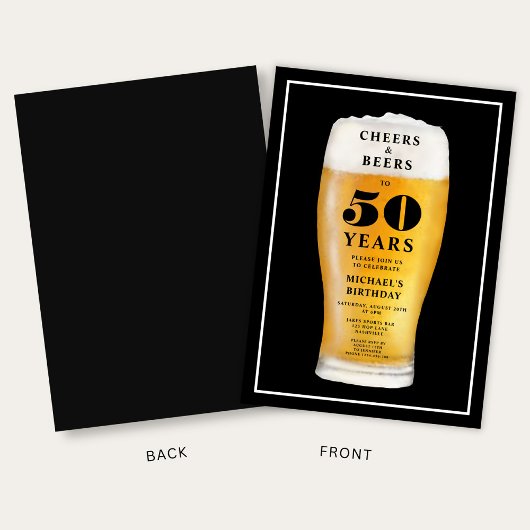 Cheers And Beers 50th Birthday 招待状