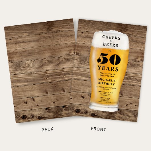Cheers And Beers 50th Birthday 招待状