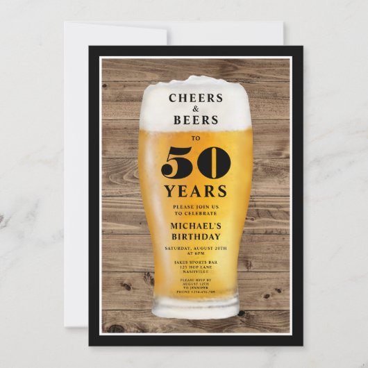 Cheers And Beers 50th Birthday 招待状 (正面)