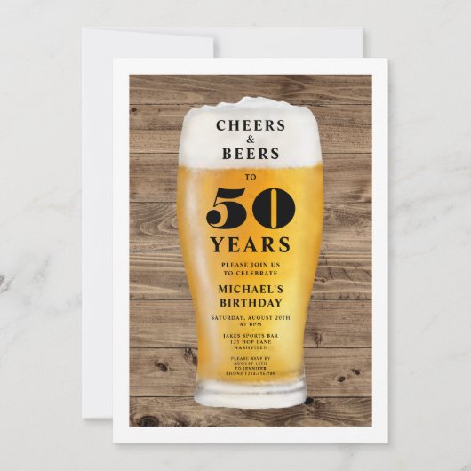 Cheers And Beers 50th Birthday 招待状 (正面)