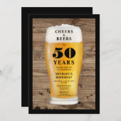 Cheers And Beers 50th Birthday 招待状 (正面/裏面)
