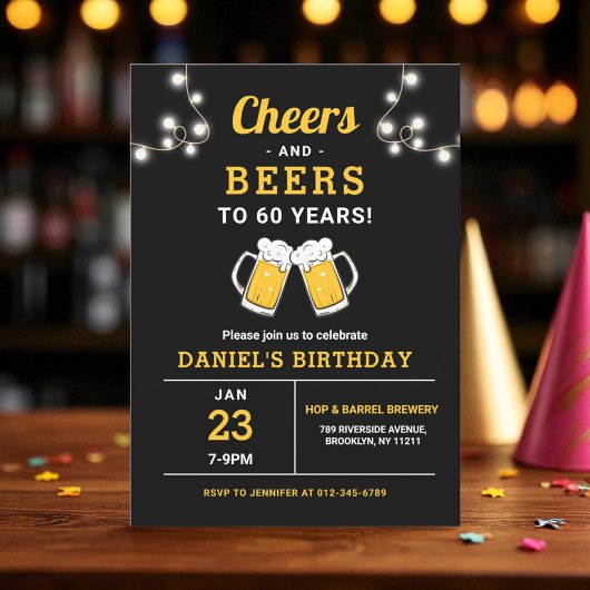 Cheers And Beers 60歳の誕生日パーティー 招待状