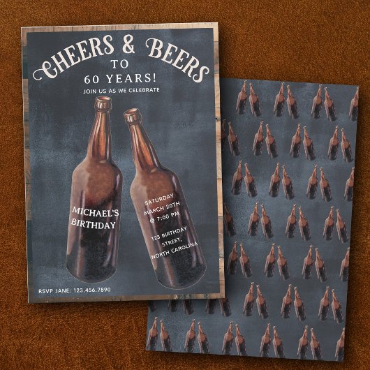 Cheers and Beers 60th Beer Birthday Party 招待状