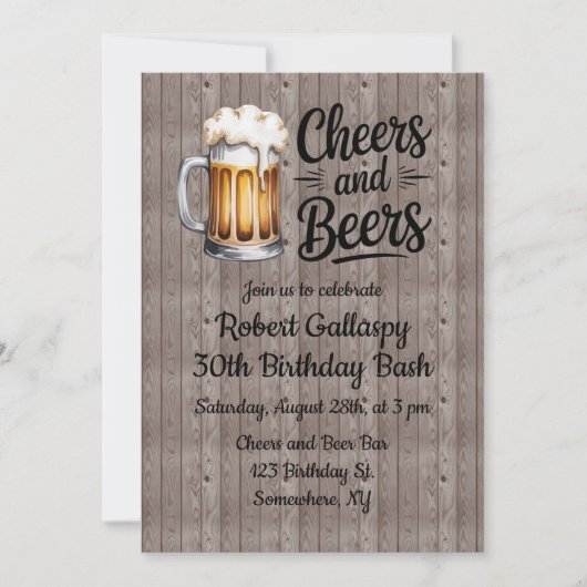 Cheers and Beers Adult Birthday Bash 招待状 (正面)