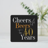 Cheers and Beers Black Gold 40th Birthday Party 招待状 (スタンド正面)