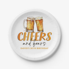 Cheers and Beers Glass Birthday Party Paper Plates ペーパープレート