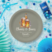 Cheers and Beers Glass Bottle 50th Birthday ペーパープレート (パーティー)