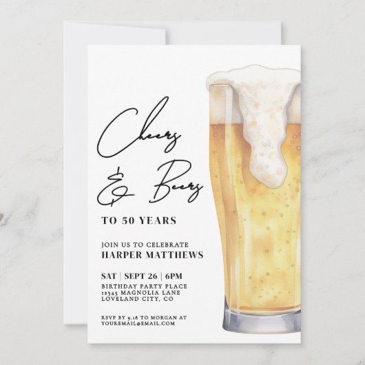 Cheers And Beers Men's Birthday 招待状 (正面)