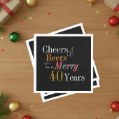 Cheers and Beers Merry 40th Christmas Birthday スタンダードカクテルナプキン