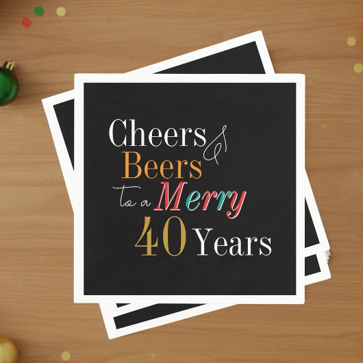 Cheers and Beers Merry 40th Christmas Birthday スタンダードカクテルナプキン