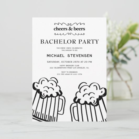 Cheers and beers modern bachelor party 招待状 (スタンド正面)